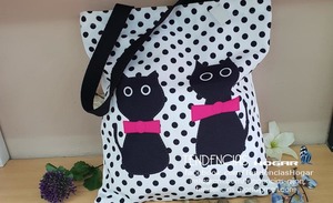 Bolsa textil gatos negra