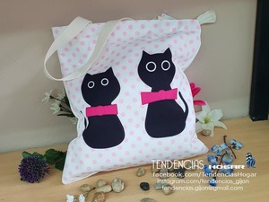 Bolsa textil gatos rosa