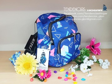 Mochila mini azul triángulos