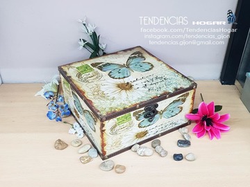 Caja madera mariposas