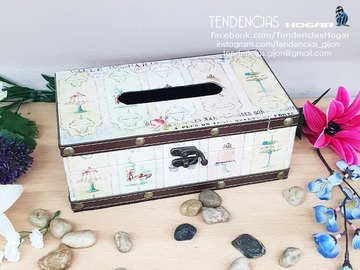 Caja pañuelos madera