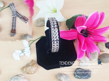 Pulsera plateada doble trenza